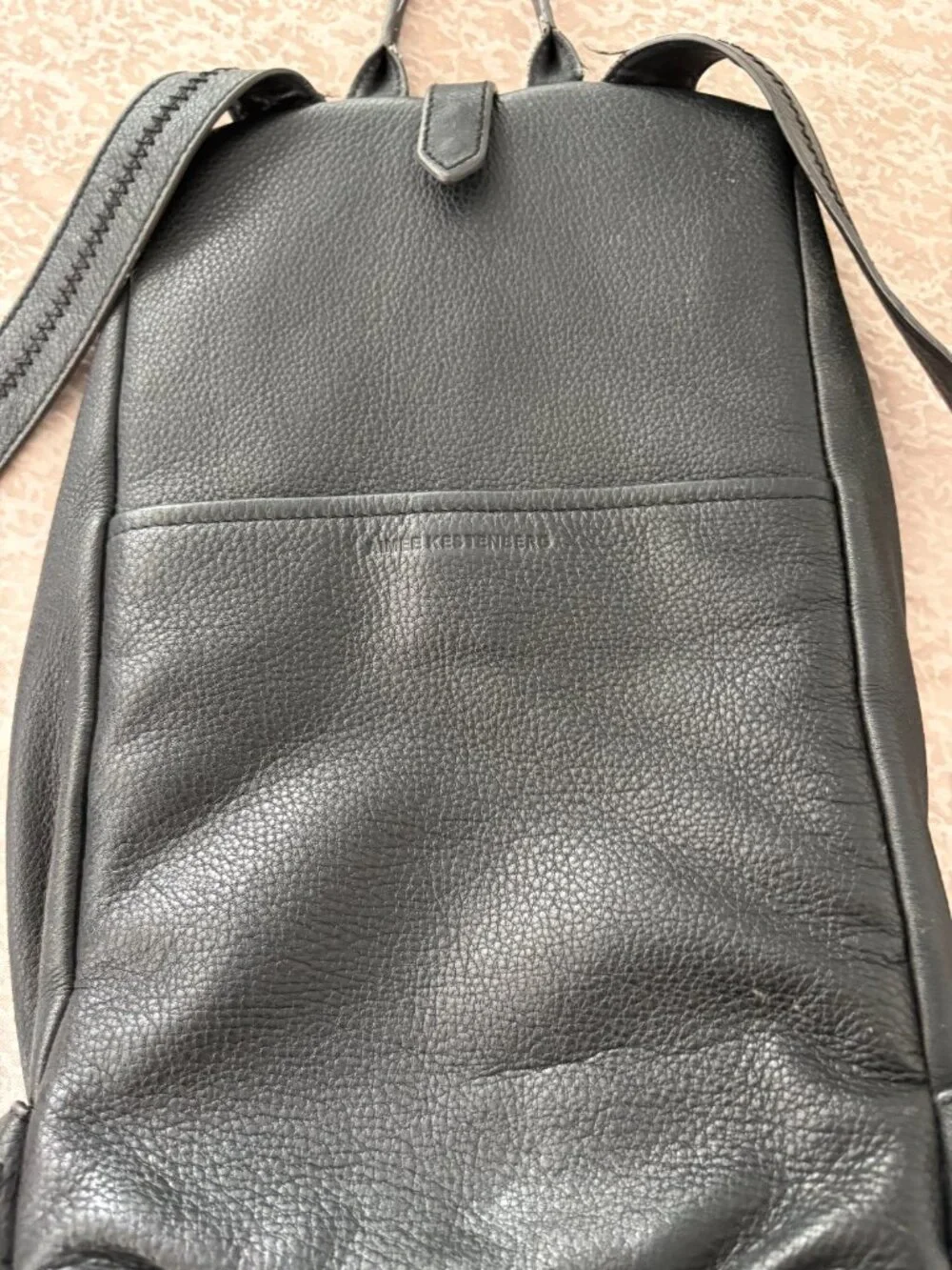 Aimee Kestenberg Tamitha Black Leather Embroidered Backpack Geometric Detail